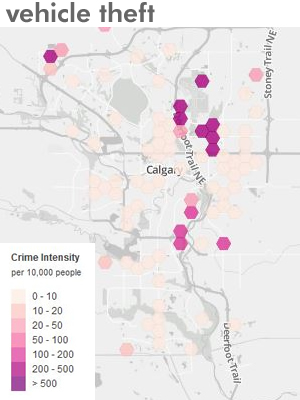 Calgary crime map for Vehicle Theft