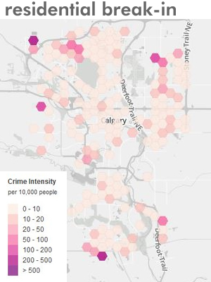 Calgary crime map for Residential Break-ins